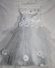 платье белое с цветами, 128-134см