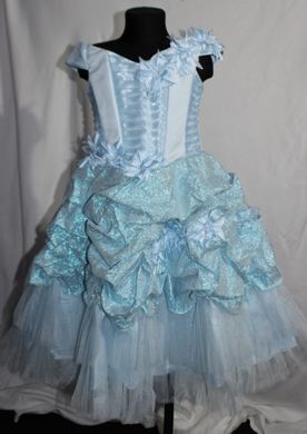 платье голубое с цветами, 134-140см
