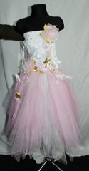 платье бело-розовое с цветами, 134-140см