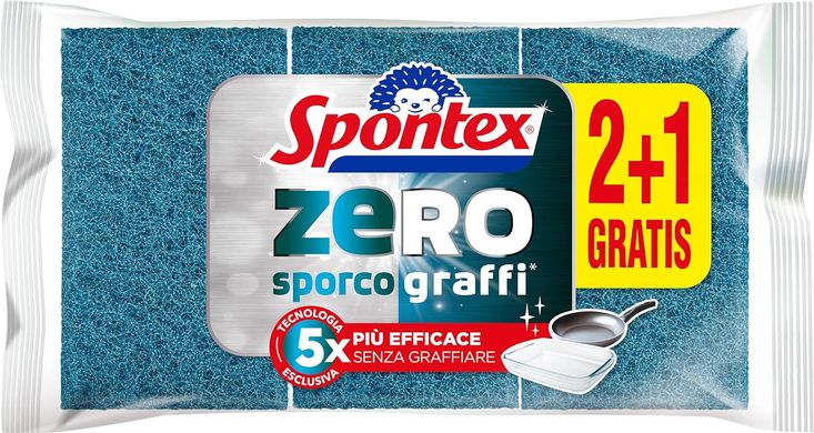 Универсальные губки для посуды Spontex Zero Abrasive Sponge 2+1