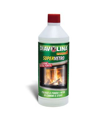Diavolina SuperVetro – спеціальний миючий засіб для скла печей та камінів 1л.