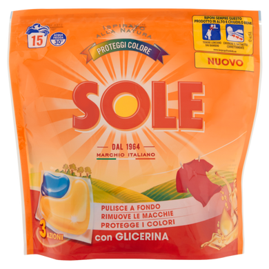 Капсули для прання Sole Protect Color з гліцерином 3 дії 15 х 22 г