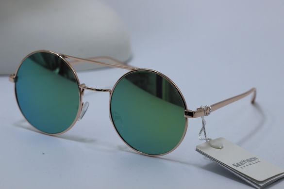 Сонцезахисні окуляри круглі See Vision Італія 6094G колір лінз зелений дзеркальний 6096