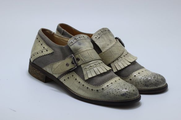 Туфли броги женские prodotto Italia 39 р 25.5 см светло-серый 0365