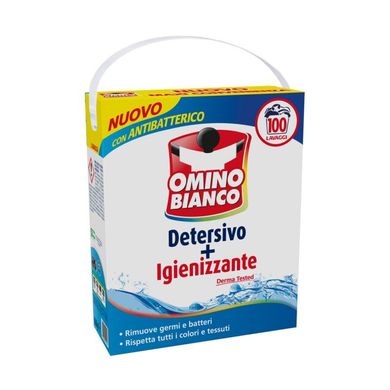 Пральний порошок OMINO BIANCO DETERSIVO + IGIENIZZANTE 100 LAVAGGI дезінфікуючий 100 прань 5500 г