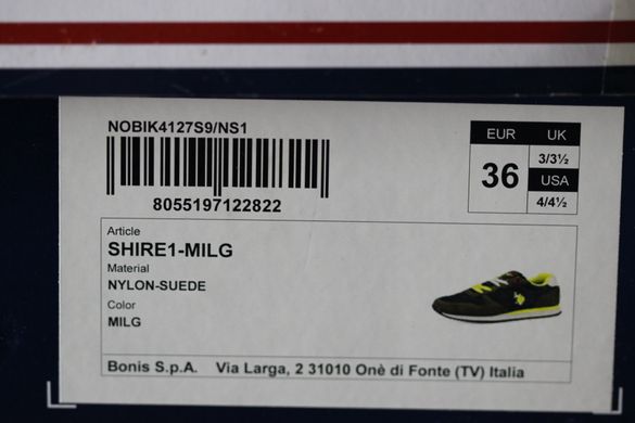 Кросівки SHIRE1-MILG U.S. Polo Assn. 5798M 36 р 24 см оливковий 5802