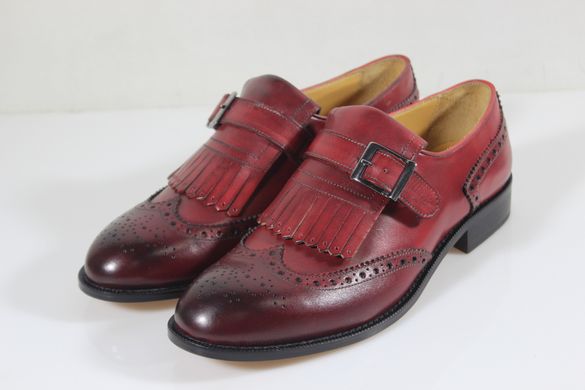 Туфли монки с бахромой ilDucadiNapoli 25 см 38 р пурпурно-красный 3085