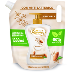 Антибактериальное мыло крем для рук SPUMA DI SCIAMPAGNA SAPONE CREMA MANI MANDORLA CON ANTIBATTERICO BUSTA RICARICA 1300 ML