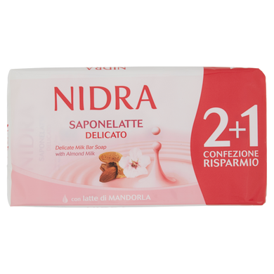 Мыло твердое Nidra Saponelatte Деликатное с миндальным молоком 3 х 90 гр