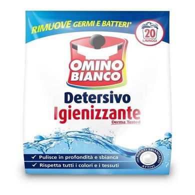 Пральний порошок OMINO BIANCO DETERSIVO + IGIENIZZANTE 100 LAVAGGI дезінфікуючий 20 прань 1100 г