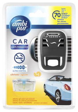 Освіжувач повітря для автомобіля Fresh AmbiPur Цитрусові анти-табак комплект 7мл