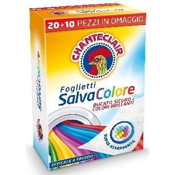 Серветки Chanteclair, Foglietti Salvacolore    для поглинання кольорів при пранні 20+10 шт.