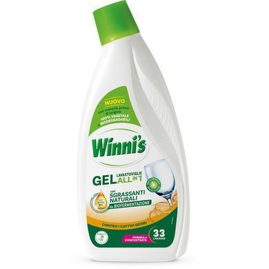 Универсальный гель для посудомоечных машин Winni's с лимоном против стойких жирных загрязнений. 33 мытья. 561 мл.