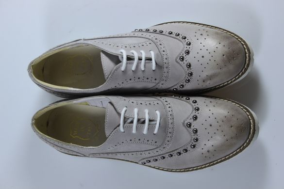 Туфлі броги жіночі prodotto Italia 36 р 24 см світло-сірий 2216