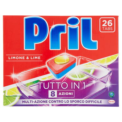 Таблетки для посудомоечных машин PRIL Tutto in 1 - 8 Azioni - 26 шт по 18 г